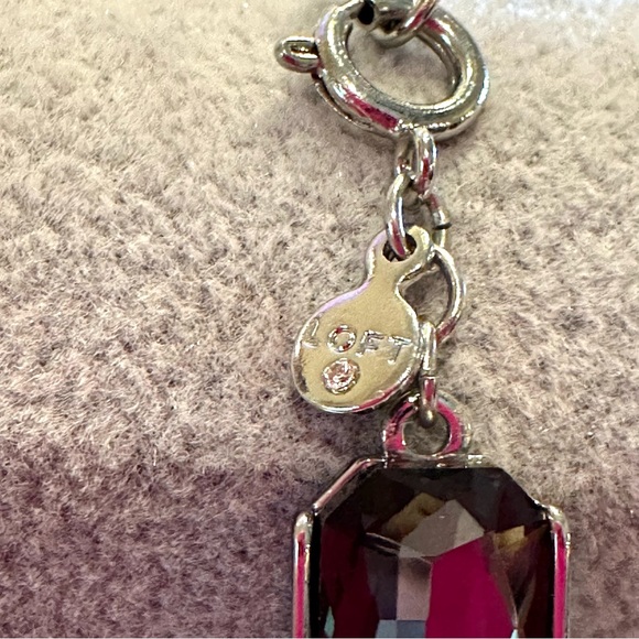 LOFT Bracelet,  silver tone w/ rectangular acrylic gray crystals - Picture 13 of 13